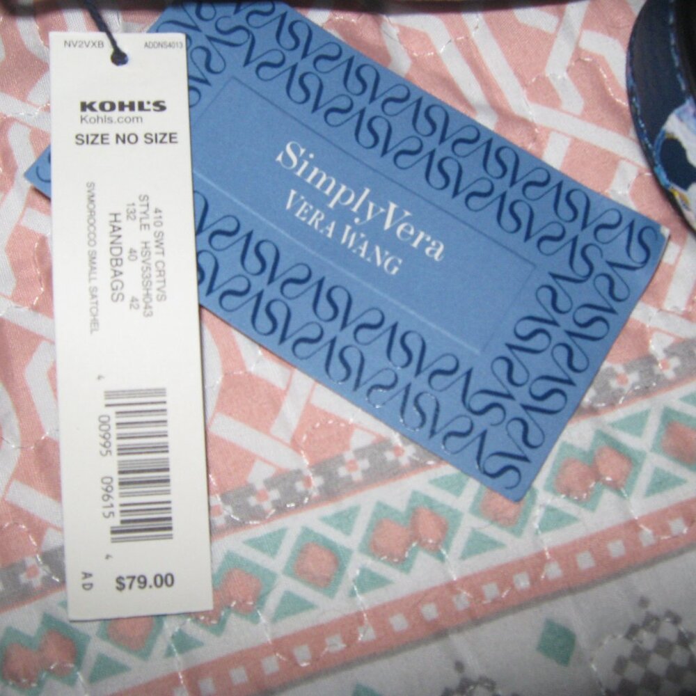 NWT Simply Vera Floral Navy Satchel/Crossbody Purse - Picture 11 of 11